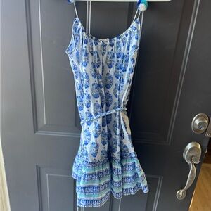 Blue and White Floral Sundress or swim coverup